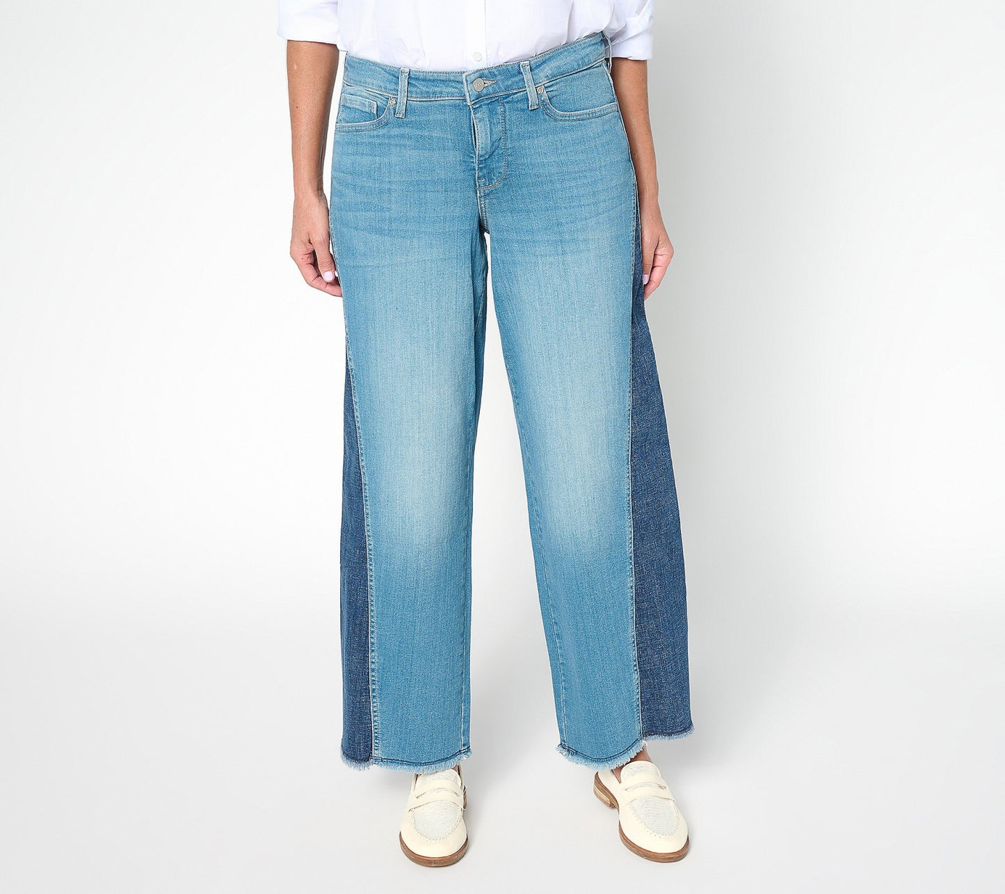 Wide Leg Jeans with Contrast Sideseam Gusset