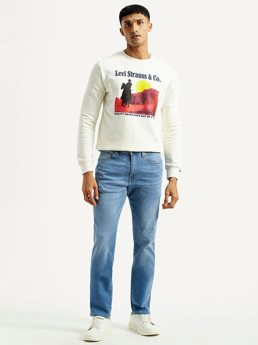 Men Classic Slim Fit Mid-Rise Light Fade Stretchable Jeans