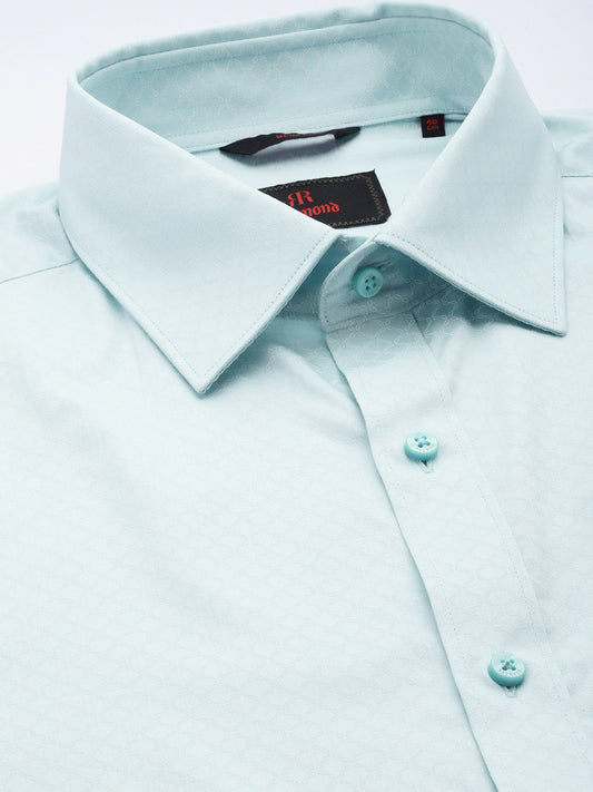 Pure Cotton Slim Fit Geometric Printed Formal Shirt