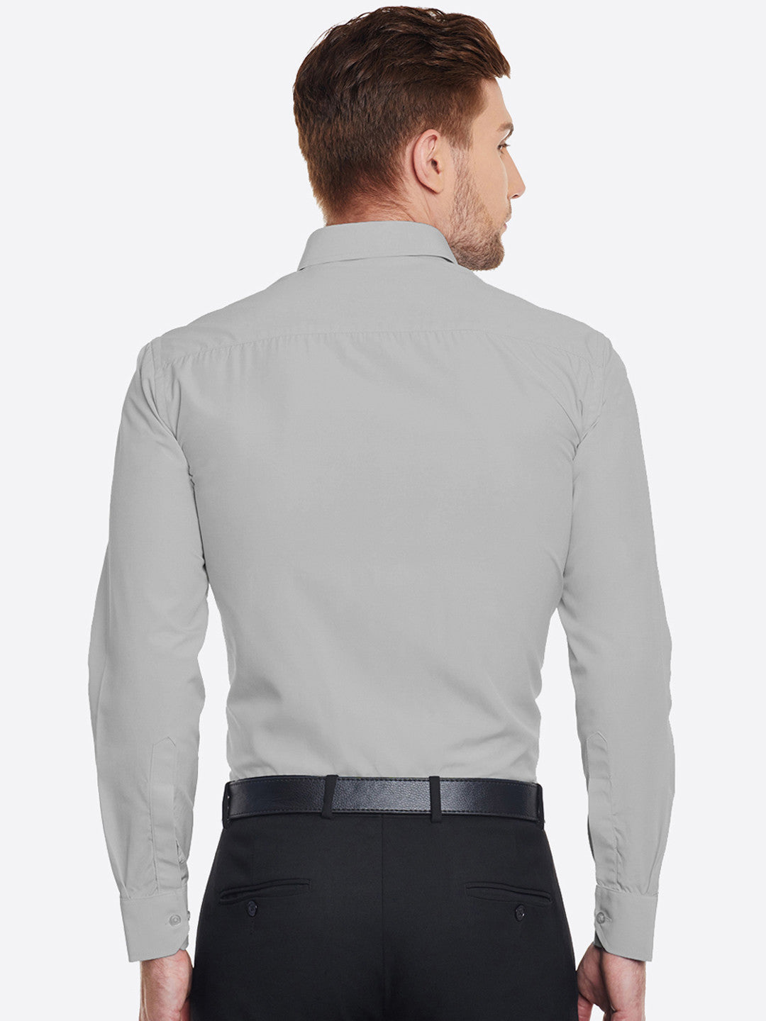 Men Grey Slim Fit Solid Formal Shirt