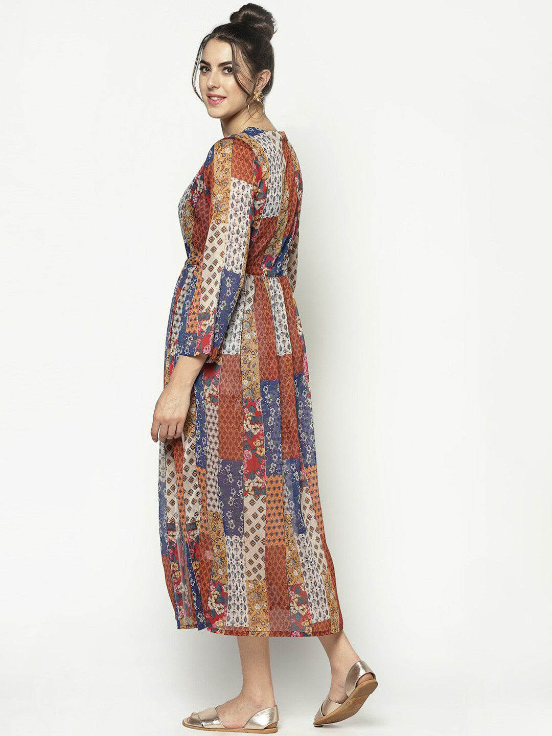Women Multicolored Printed Tie-Up Shrug