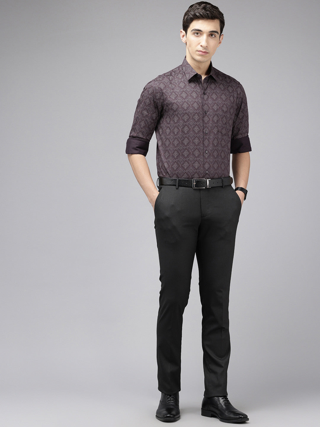 Manhattan Slim Fit Printed Pure Cotton Formal Shirt