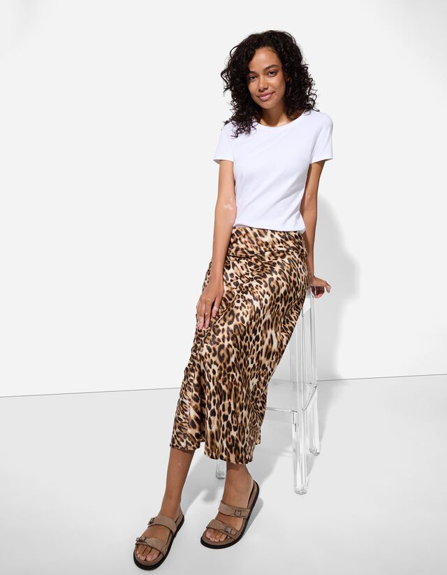 White Leopard print Skirt