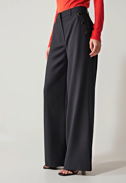 Women’s Black High-Waist Wide-Leg Trousers