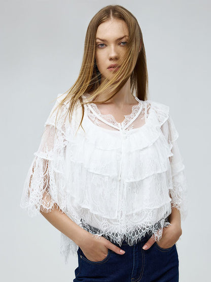 Slit Sleeve Lace Top