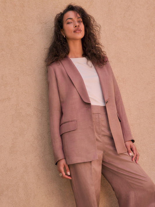 Shawl Collar Satin Finish Single-Breasted Blazer