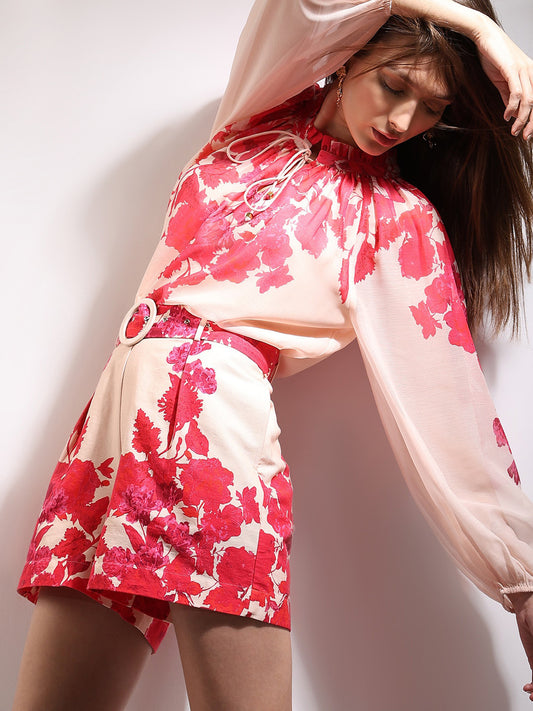 Women Floral Printed Pure Cotton Shorts