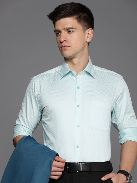 Pure Cotton Slim Fit Geometric Printed Formal Shirt