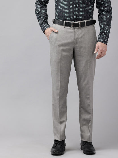 Men Skinny Fit Self Design Formal Trousers