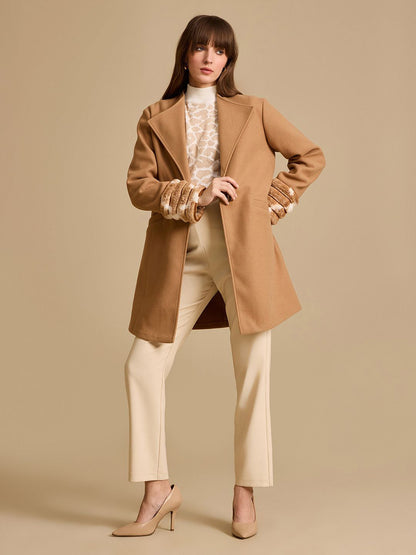 Women Shawl Collar Overcoat