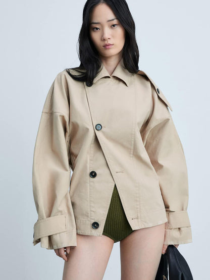 Double-Breasted Shoulder Tabs Coat