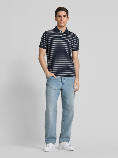 Regular fit polo shirt made of pure cotton in navy