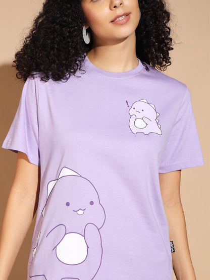 Lavender Graphic Round Neck T-shirt