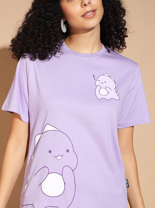 Lavender Graphic Round Neck T-shirt