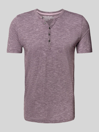T-shirt with short button placket in purple