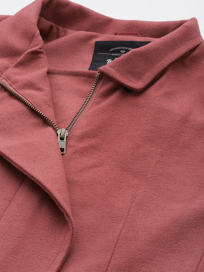 Women Rust Red Solid Longline Tailored Jacket