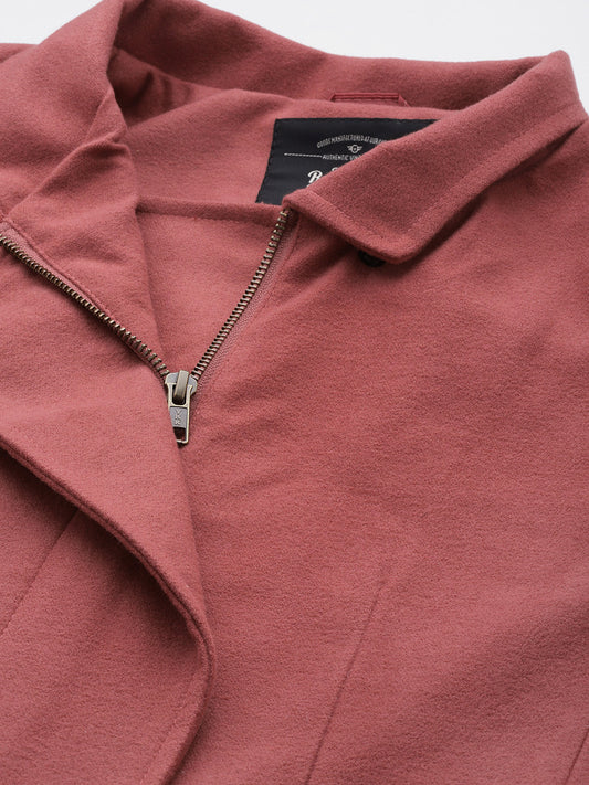 Women Rust Red Solid Longline Tailored Jacket