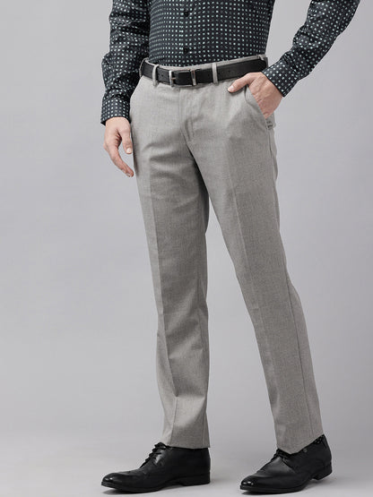 Men Skinny Fit Self Design Formal Trousers