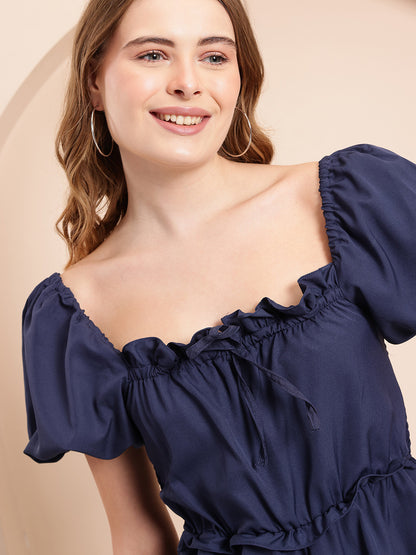 Square Neck Smocked Ruffle Detail Playsuit