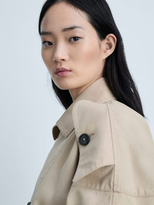 Double-Breasted Shoulder Tabs Coat