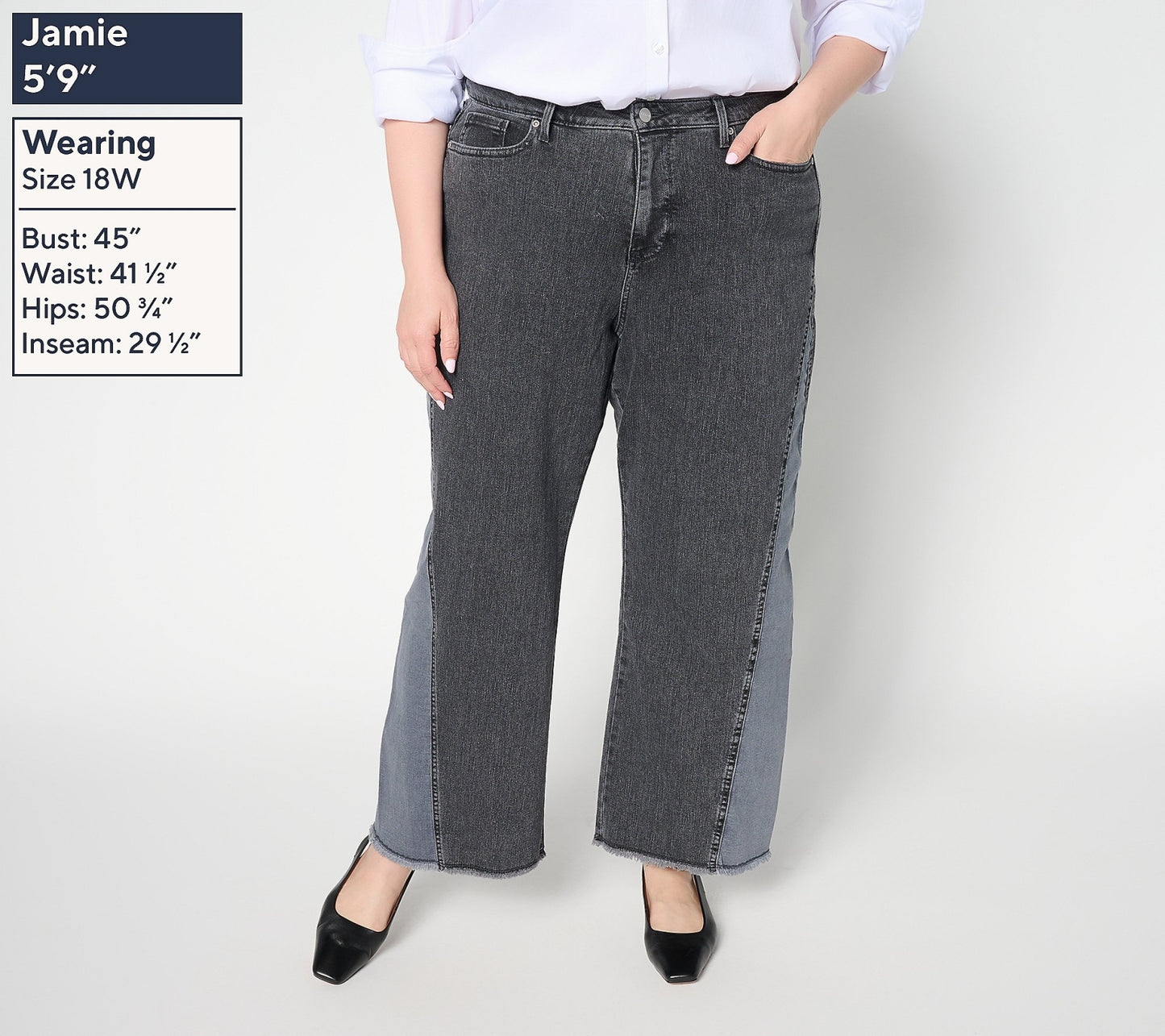 Wide Leg Jeans with Contrast Sideseam Gusset