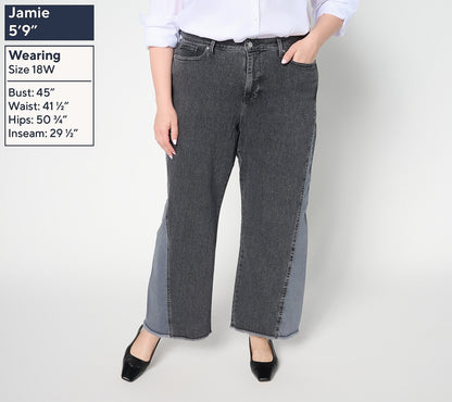 Wide Leg Jeans with Contrast Sideseam Gusset