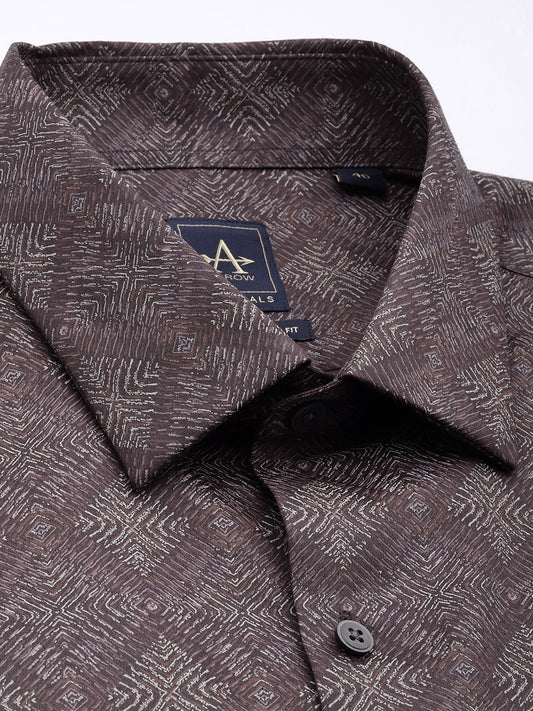 Manhattan Slim Fit Printed Pure Cotton Formal Shirt
