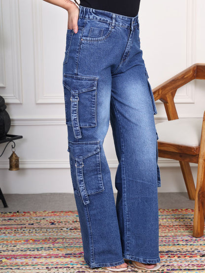Women Jean Straight Fit High-Rise Light Fade Stretchable Jeans