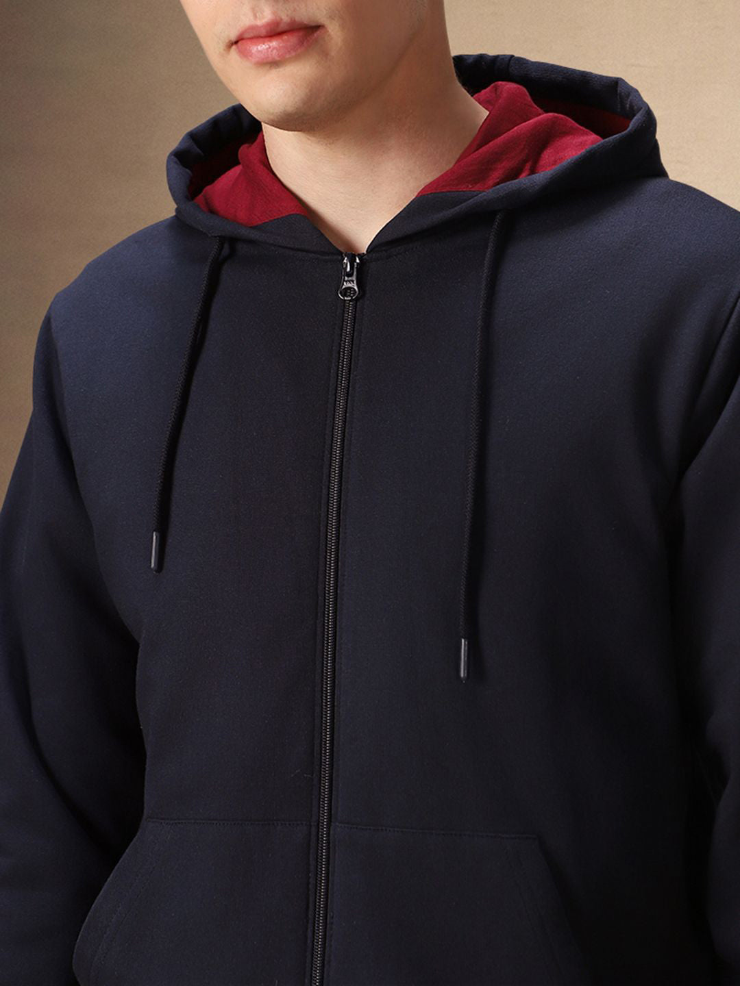 Men Long Sleeves Hooded Front-Open Sweatshirt