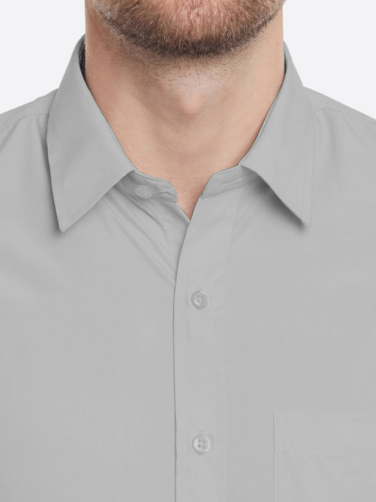 Men Grey Slim Fit Solid Formal Shirt