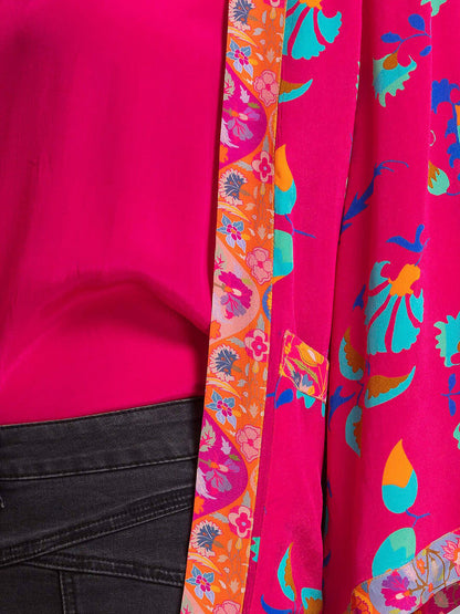 Plus Size Women Printed Longline Open Front Shrug