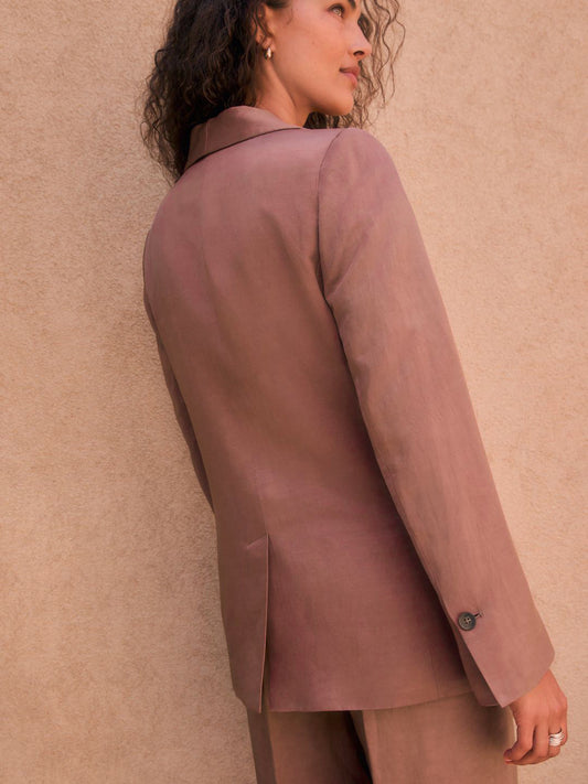 Shawl Collar Satin Finish Single-Breasted Blazer