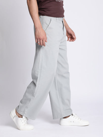 Men Baggy Fit Pleated Chinos Trousers