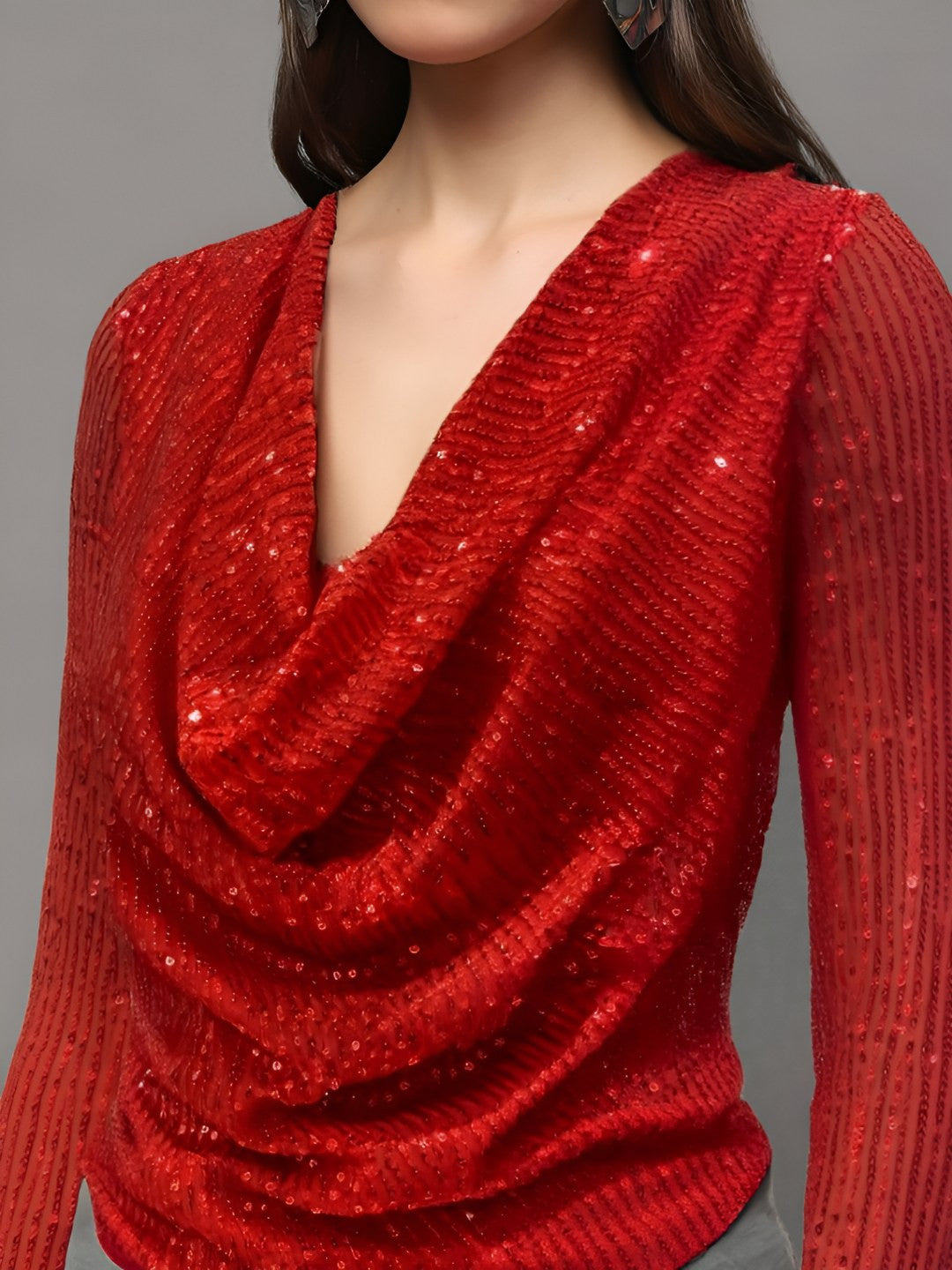 Women Embellished Cowl Neck Top
