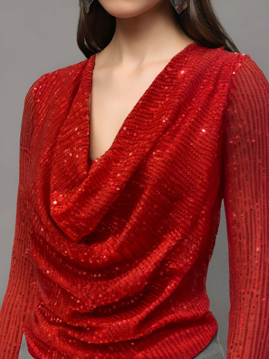 Women Embellished Cowl Neck Top