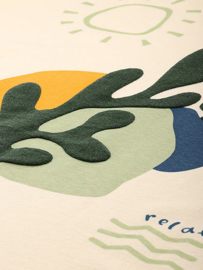 Women Graphic Printed Embossed Oversized T-shirt