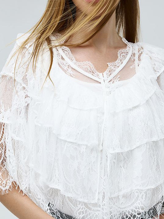 Slit Sleeve Lace Top