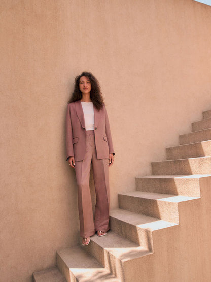 Shawl Collar Satin Finish Single-Breasted Blazer