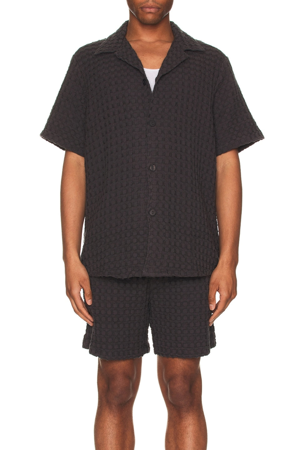 Nearly Black Cuba Waffle Shirt