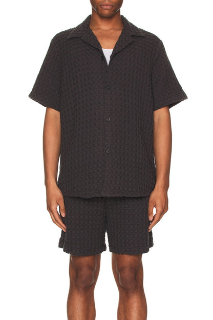 Nearly Black Cuba Waffle Shirt