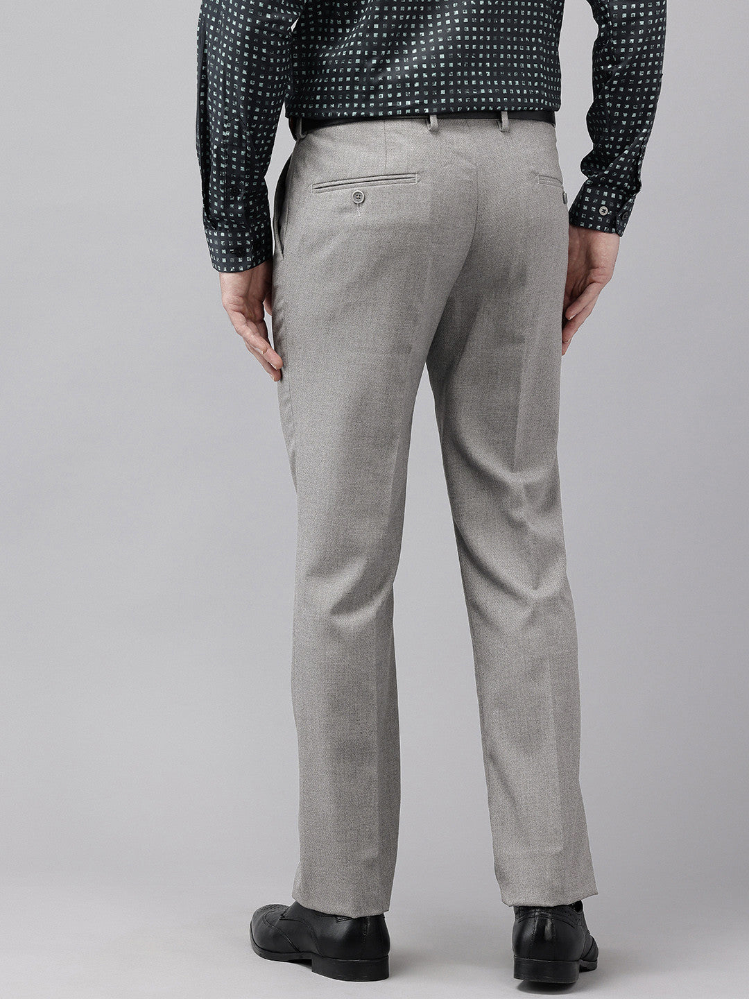 Men Skinny Fit Self Design Formal Trousers