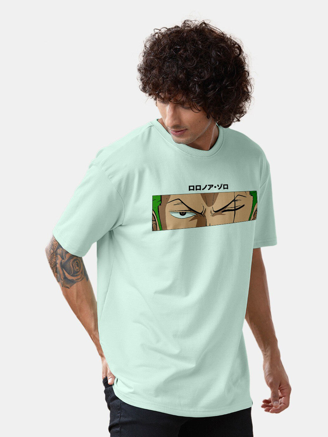 Unisex Zoro Anime Printed Cotton Oversized T-shirt