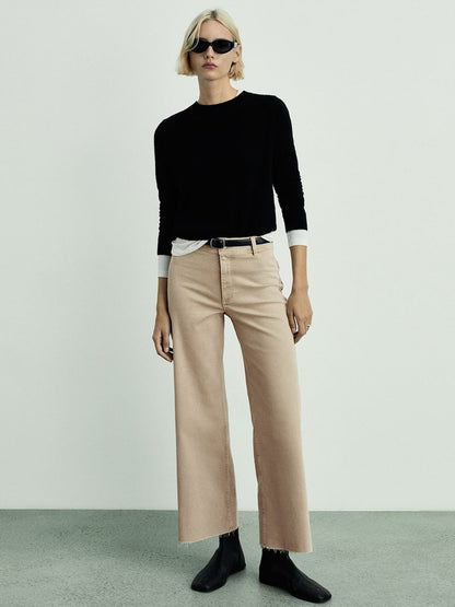 Women Stretchable Jeans with Raw Edge Detail