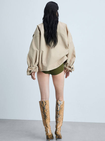 Double-Breasted Shoulder Tabs Coat