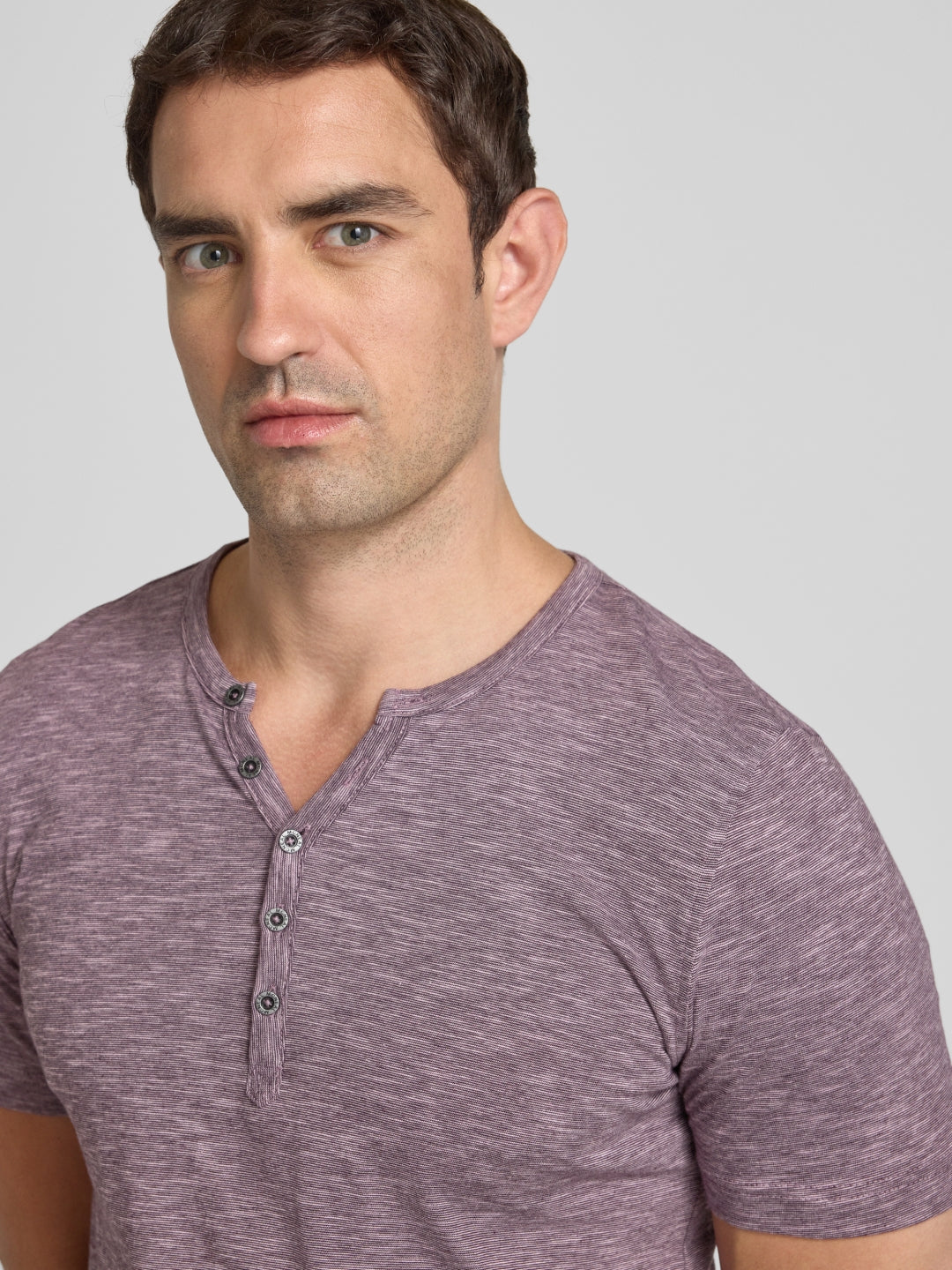 T-shirt with short button placket in purple
