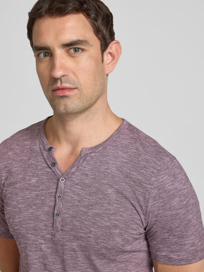 T-shirt with short button placket in purple