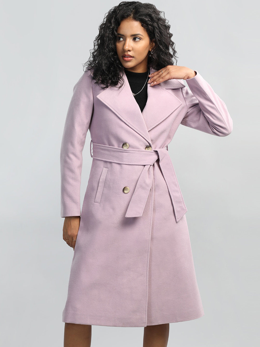 Notched Lapel Collar Trench Coat