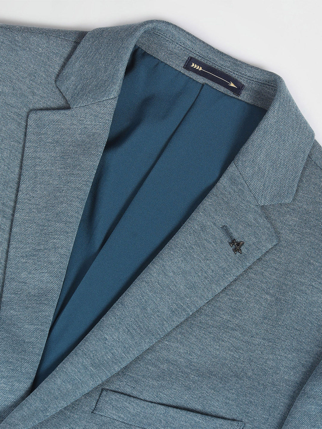 Self Design Notched Lapel Long Sleeves Slim-Fit Single Breasted Blazer