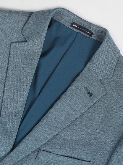 Self Design Notched Lapel Long Sleeves Slim-Fit Single Breasted Blazer