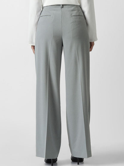 Women Striped Pleated Formal Trousers